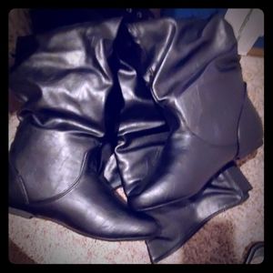 Faux Leather Over the Knee Boots